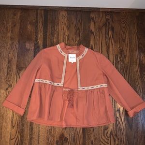 Madewell Open Front Tie Cropped Embroidered Jacket